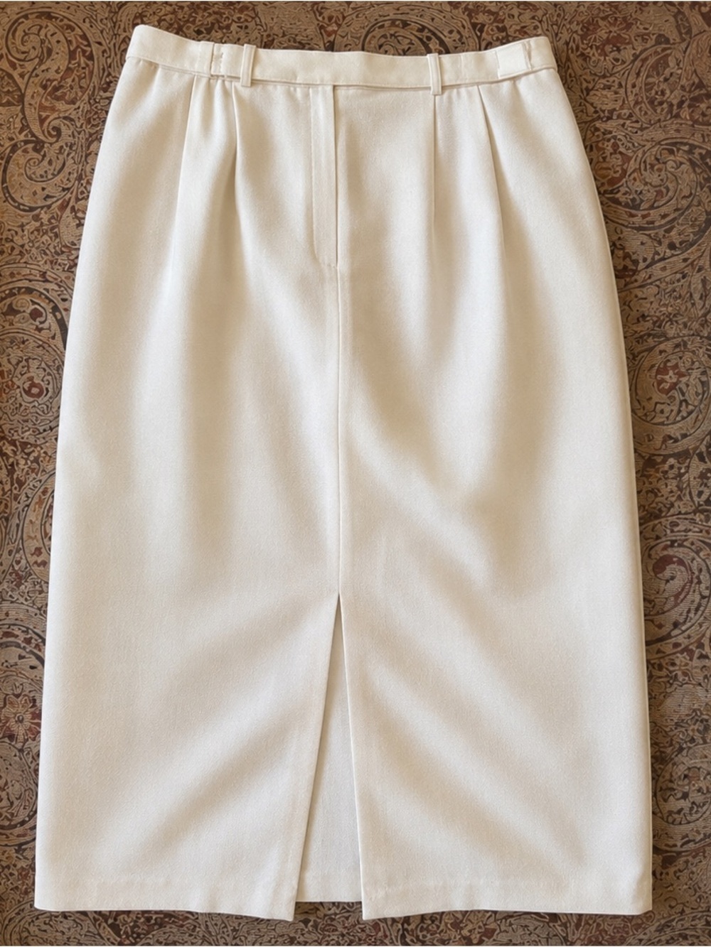100% Wool Cream Pencil Skirt